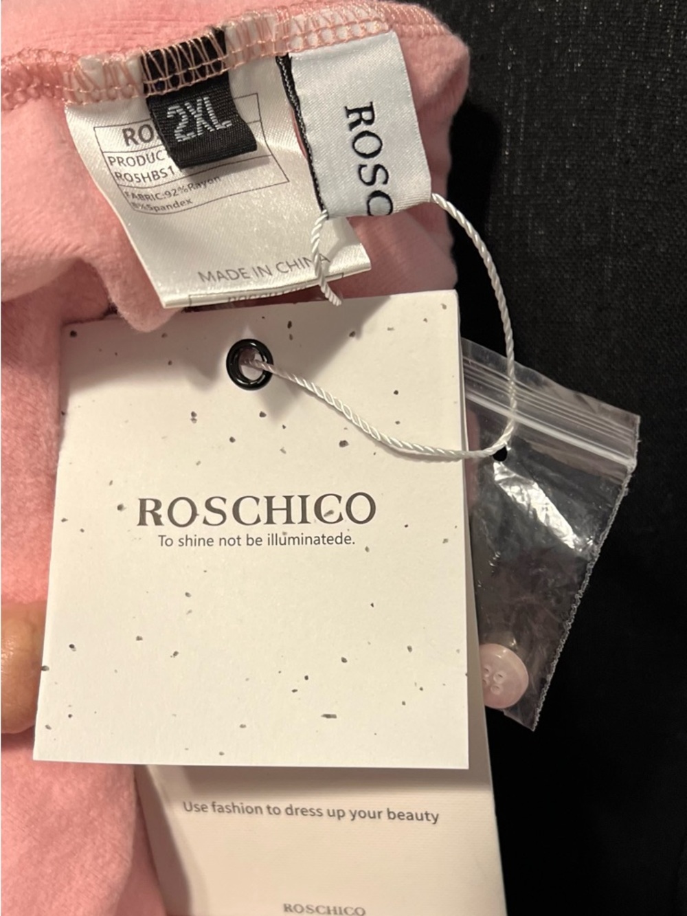 Roschico Soft Pink Half Button-Front Long Sleeve Top NWT - Picture 6 of 6